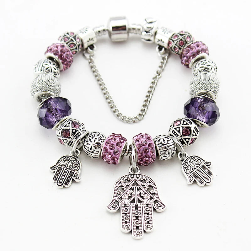 Hamsa Hand Charm Bracelets & Bangles inspired by Abalorio Murano.